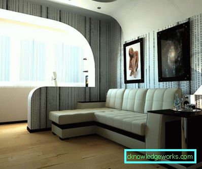 Vardagsrum med balkong - Foto granskning av de bästa designlösningarna