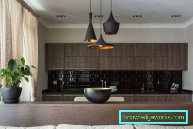 Design av kök-matsal-vardagsrum i lägenheten