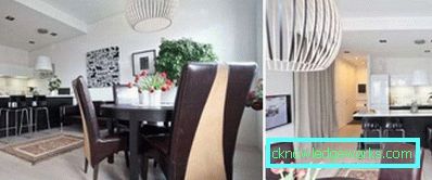 Design av kök-matsal-vardagsrum i lägenheten