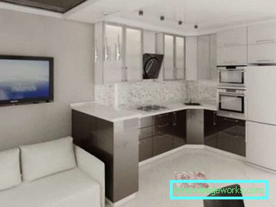 Kök design vardagsrum på 14 kvadratmeter - bilder av interiörer