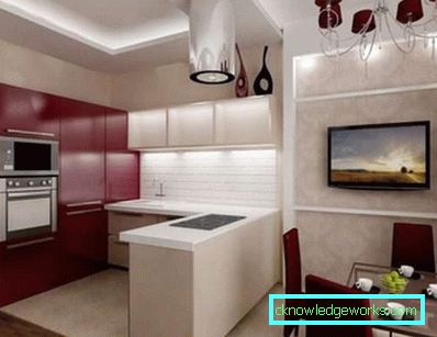 Kök design vardagsrum på 14 kvadratmeter - bilder av interiörer