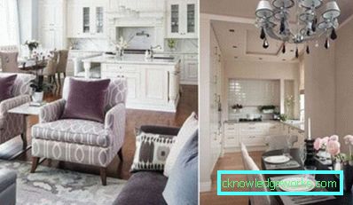 Kök design vardagsrum på 17 kvadratmeter med zonering - foto interiör
