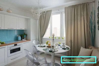 Köksdesign i ljusa färger - foto i modern stil
