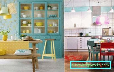 Köksdesign i ljusa färger - foto i modern stil