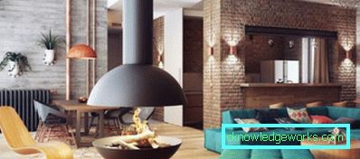 Loftstil vardagsrum - foto av interiörer i lägenheten