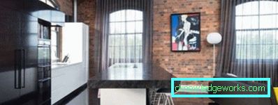 Loftstil vardagsrum - foto av interiörer i lägenheten