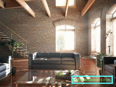 Loftstil vardagsrum - foto av interiörer i lägenheten