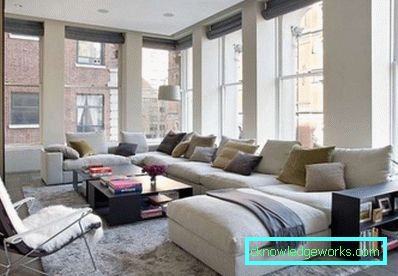 Loftstil vardagsrum - foto av interiörer i lägenheten