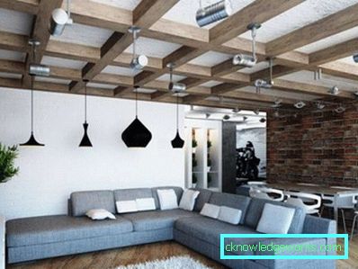 Loftstil vardagsrum - foto av interiörer i lägenheten