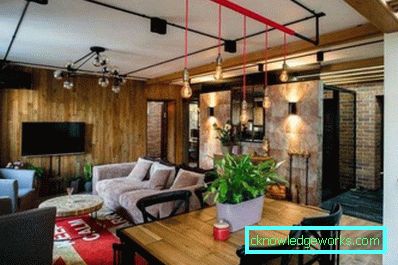 Loftstil vardagsrum - foto av interiörer i lägenheten
