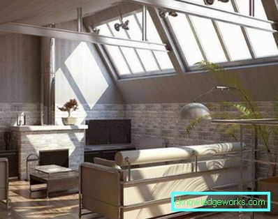 Loftstil vardagsrum - foto av interiörer i lägenheten
