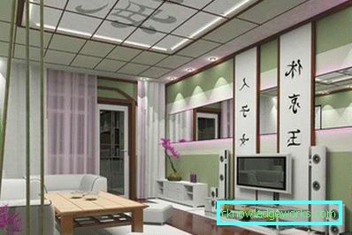 Japansk stil vardagsrum - 50 bilder av design exempel