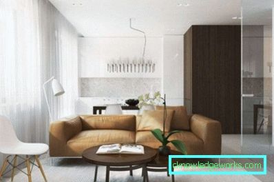 Inredningen i vardagsrummet i stil med minimalism - bilder av idéer för dekoration och inredning