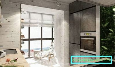 Kombinera ett kök med balkong - fotoutformning