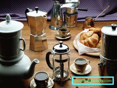Typer av rozhkovy kaffebryggare Typer av rozhkovy kaffebryggare